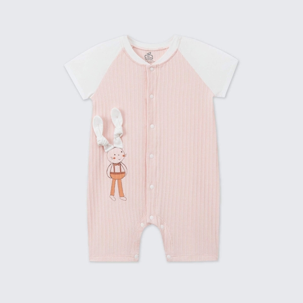 Body cộc tay La Pomme raglan bạn thỏ tai dài - 3,6M Hồng