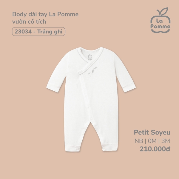 Body dài La Pomme vườn cổ tích - 3M Trắng Ghi