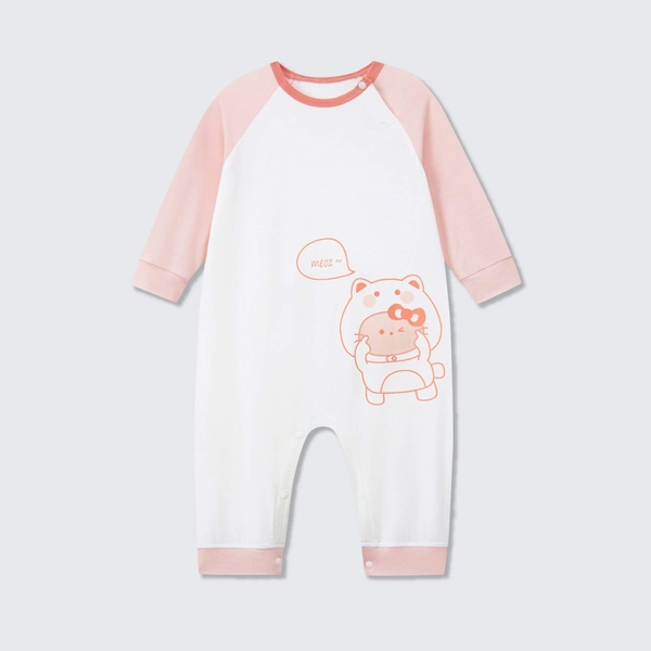 Body dài tay La Pomme gấu nhỏ phiêu lưu ký - 3,6,9M Hồng