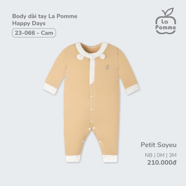 Body dài tay La Pomme Happy Days - Newborn, 0,3M Be (Cam)