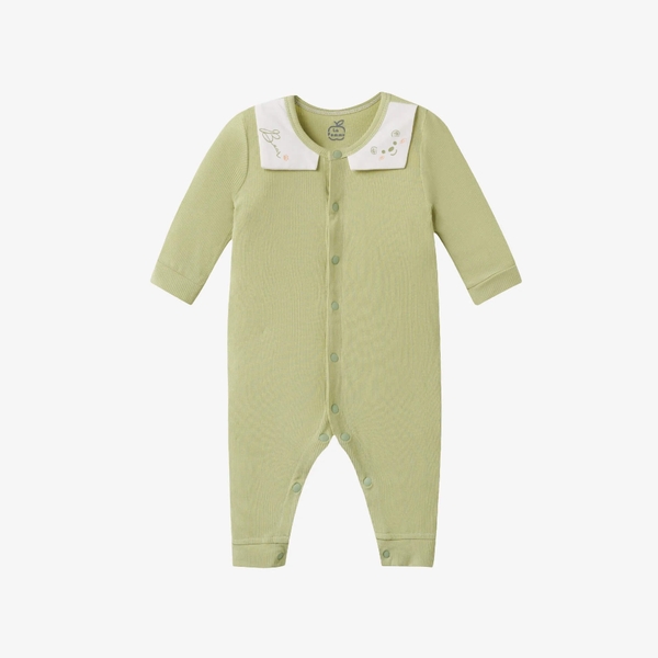 Body dài tay La Pomme  hoạ tiết đáng yêu Xanh lá (Newborn, 0M, 3M)