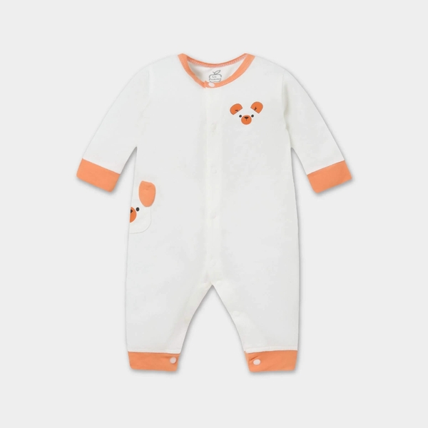 Body liền dài tay La Pomme tai gấu Cam (Newbor-3M)