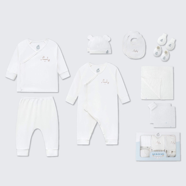 Combo đi sinh La Pomme 17 món Hello World - Newborn Trắng