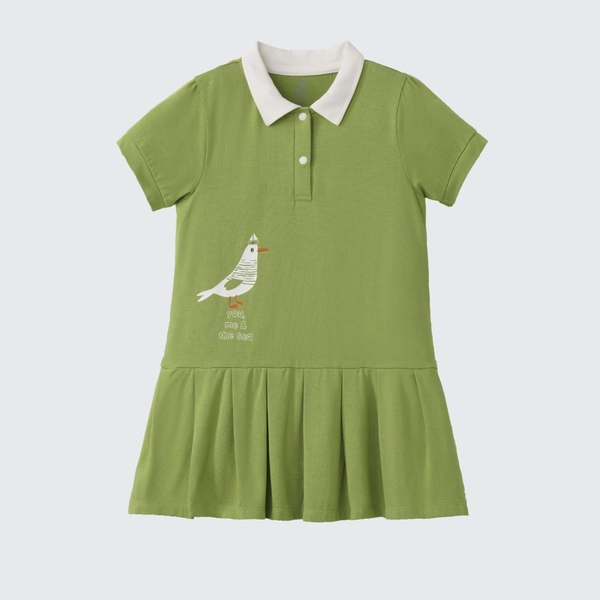 Đầm bộ cộc tay La Pomme Polo thủy thủ hải âu Xanh lá (9M, 12M)