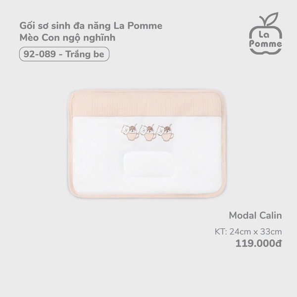 Gối sơ sinh đa năng La Pomme Mèo Con ngộ nghĩnh - Trắng be