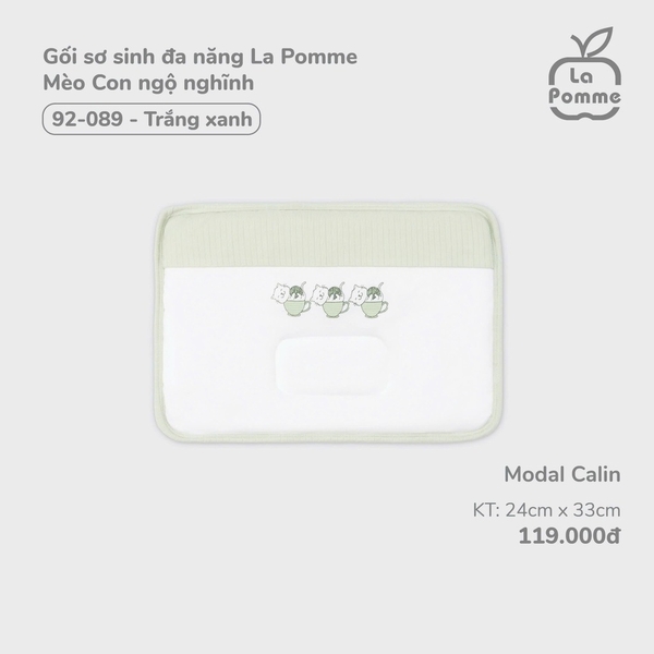 Gối sơ sinh đa năng La Pomme Mèo Con ngộ nghĩnh - Trắng xanh