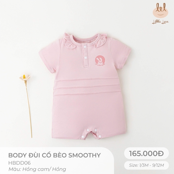 Little Love Body Đùi Cổ Bèo Smoothy Hồng In Thỏ (9-12M,6-9M,3-6M)