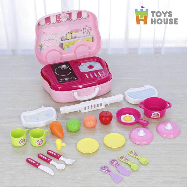 Hộp bếp nấu ăn hình ô tô Toys House 008-915 màu hồng