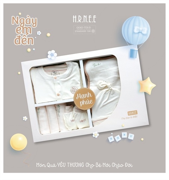 Hrnee Set quà tặng Hạnh Phúc 0-3M Màu Trắng