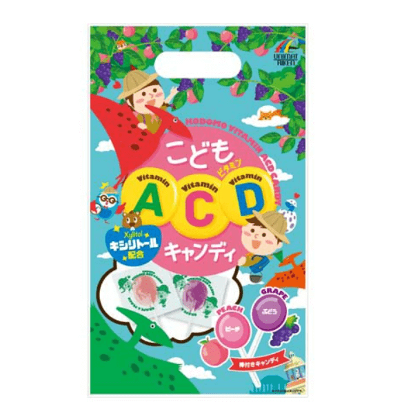 Kẹo mút Unimat Riken bổ sung Vitamin A,C,D vị nho đào 80g