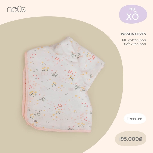 Khăn Nous cotton hoạ tiết vườn hoa