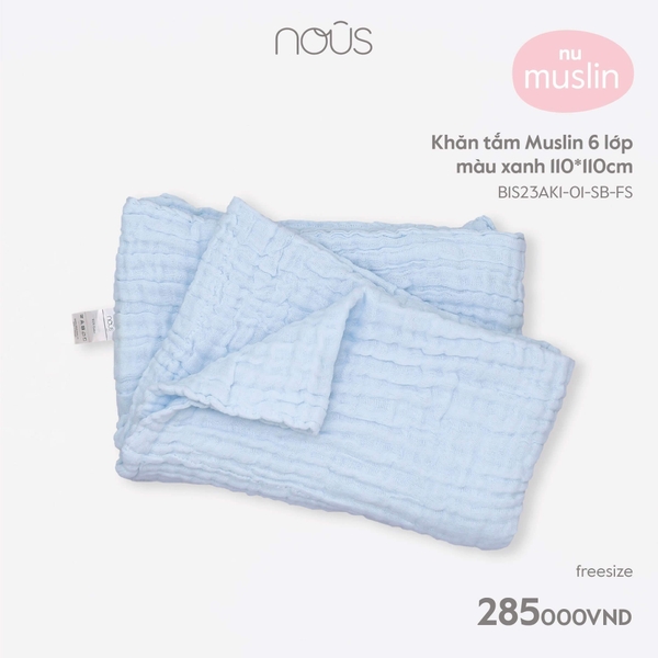 Khăn tắm Nous Muslin 6 lớp màu xanh 110*110cm