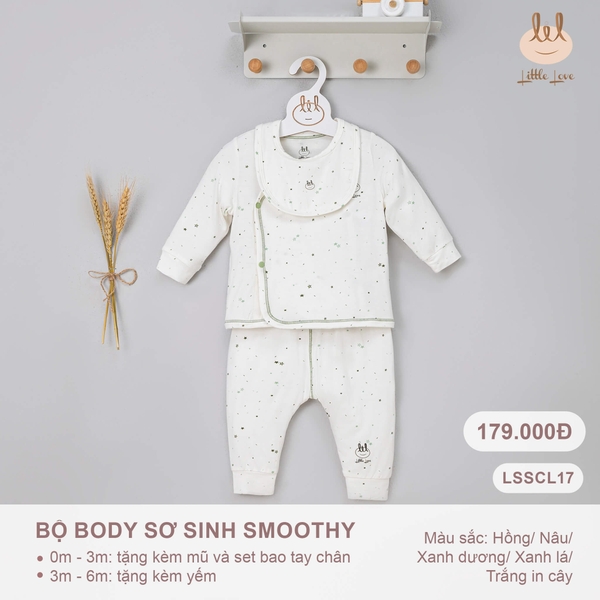 Little Love - 2024 BỘ SS CÀI LỆCH SMOOTHY GREEN STAR 0,3,6M