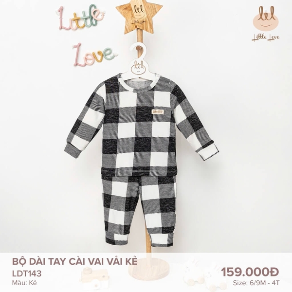 Little Love BỘ DÀI TAY CÀI VAI VẢI KẺ 9,12,18-24M