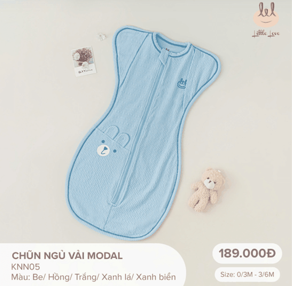 Little Love Chũn ngủ vải modal xanh biển 0-3M