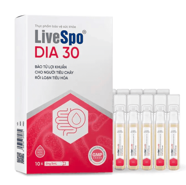 Livespo DIA30 giảm tiêu chảy, bất dung nạp Lactose (10 ống x 5ml)
