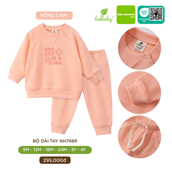Lullaby Bộ dài tay NH748R - Hồng cam - 9,12,18,24M