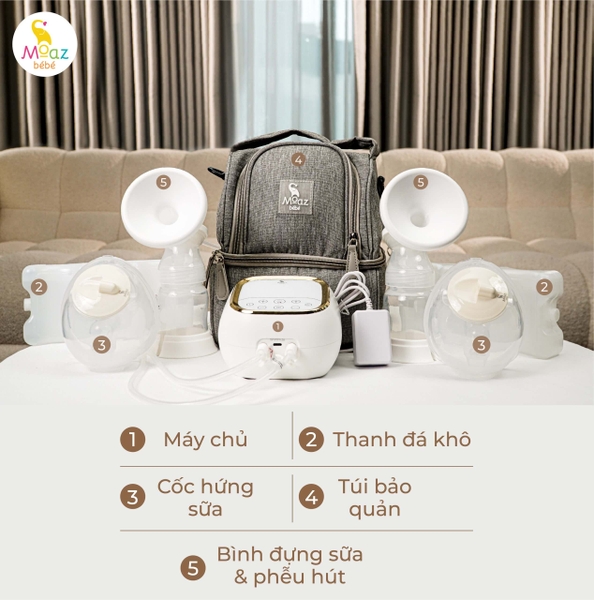 Máy hút sữa điện đôi Moaz Bebe MB-090