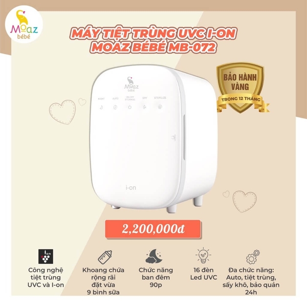 Máy tiệt trùng UVC Ion MB072 Moaz Bebe