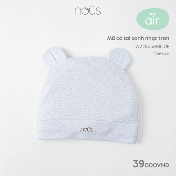 Mũ Nous có tai xanh nhạt trơn