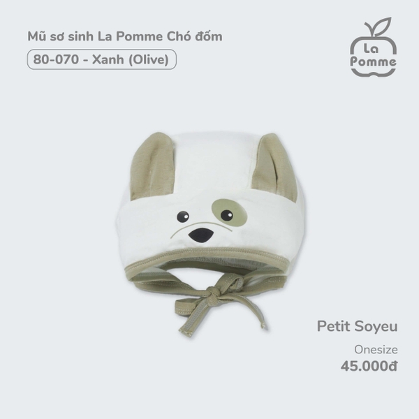 Mũ sơ sinh La Pomme Chó đốm - Xanh (Olive)
