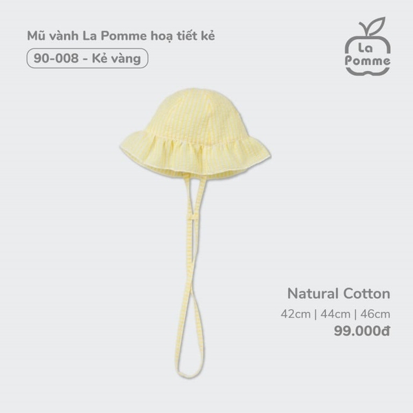 Mũ vành La Pomme hoạ tiết kẻ Kẻ vàng (42,44,46,48)