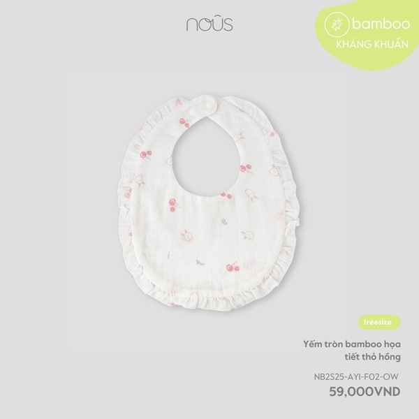 Nous Yếm tròn bamboo họa tiết thỏ hồng