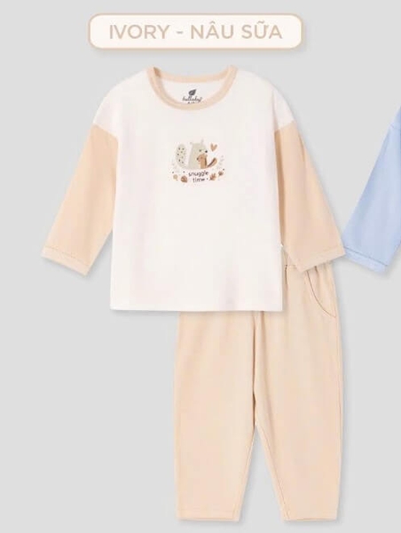 Lullaby Bộ dày tay NH455N - Ivory-Nâu sữa - 9,12,18,24M,3Y,4Y