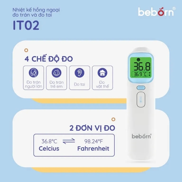 Nhiệt kế hồng ngoại đo trán và đo tai IT02 Beborn