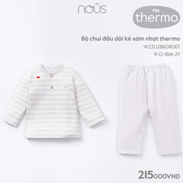 Nous Bộ chui đầu dài kẻ xám nhạt thermo