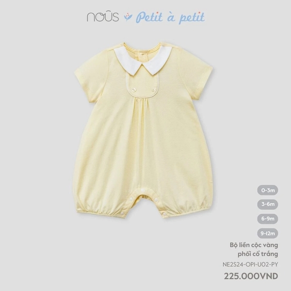 Nous - Bộ liền cộc vàng phối cổ trắng 0M, 3M, 6M, 9M