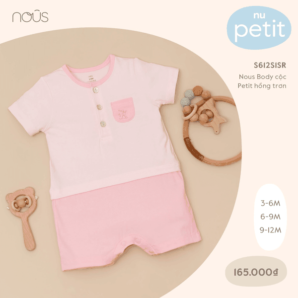 Nous Body cộc Petit hồng trơn (3M, 6M, 9M)