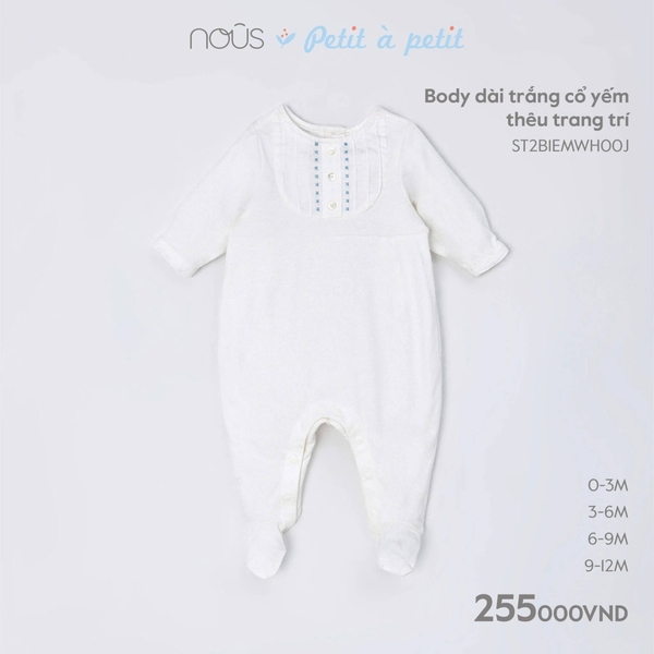 Nous - Body dài trắng cổ yếm thêu trang trí 3M