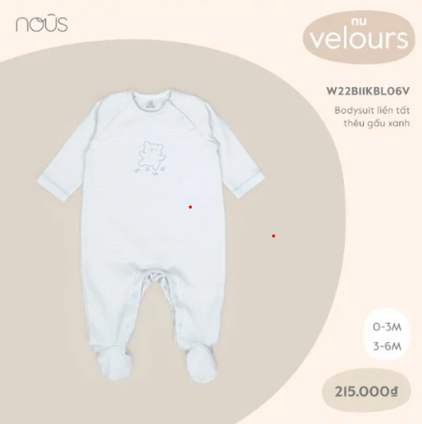 Nous Bodysuit liền tất thêu gấu xanh