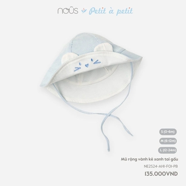 Nous - Mũ rộng vành kẻ xanh tai gấu S
