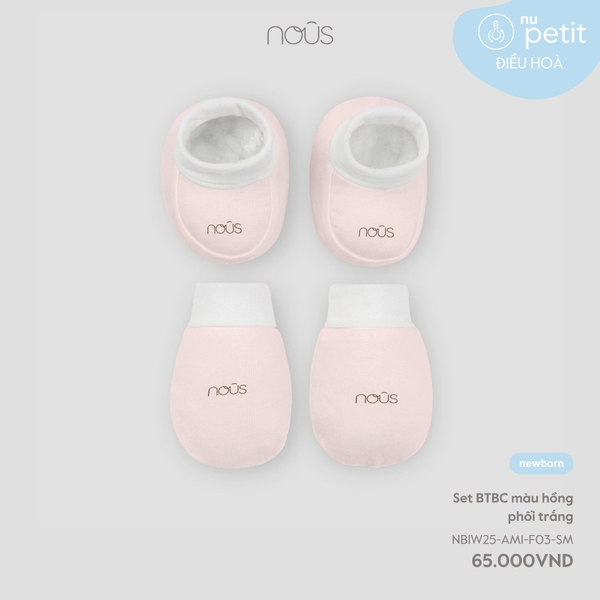 Nous Set BTBC màu hồng phối trắng NB
