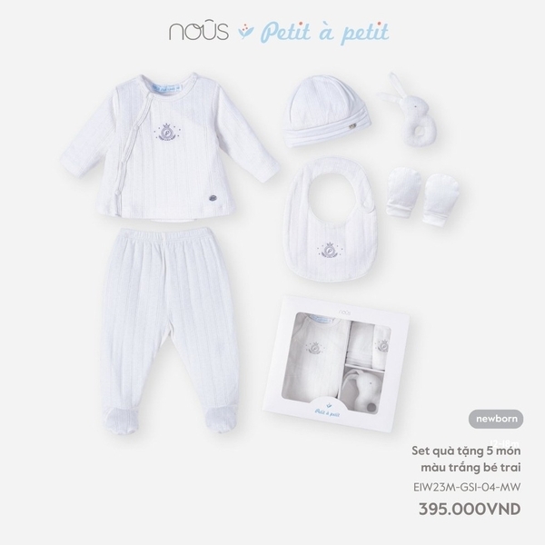 Nous - Set quà tặng 5 món màu trắng bé trai NB