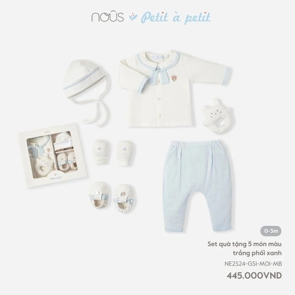 Nous - Set quà tặng 5 món màu trắng phối xanh 0M