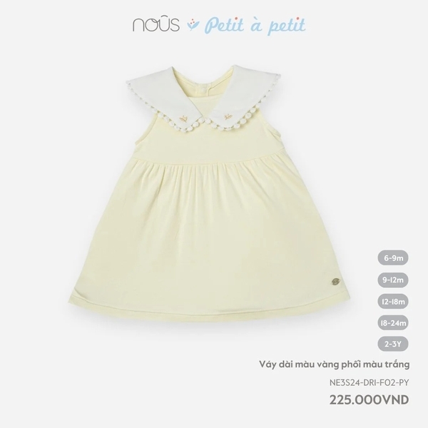 Nous - Váy dài màu vàng phối màu trắng (6M-2Y)