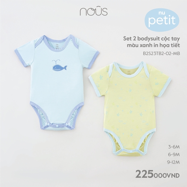 set 2 bodysuit cộc tay Nous cho bé