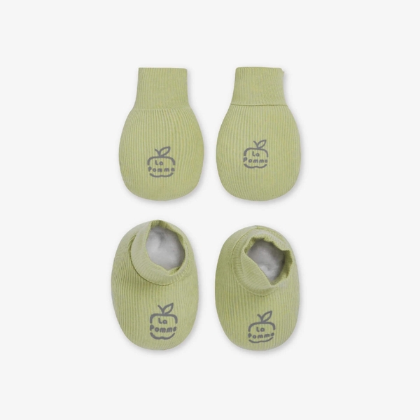 Set bao tay bao chân La Pomme hoạ tiết đáng yêu - Xanh lá
