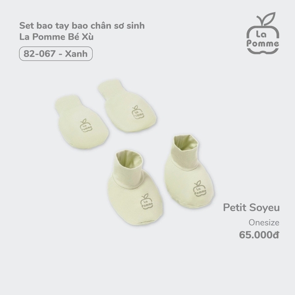 Set bao tay bao chân sơ sinh La Pomme Bé Xù - Xanh