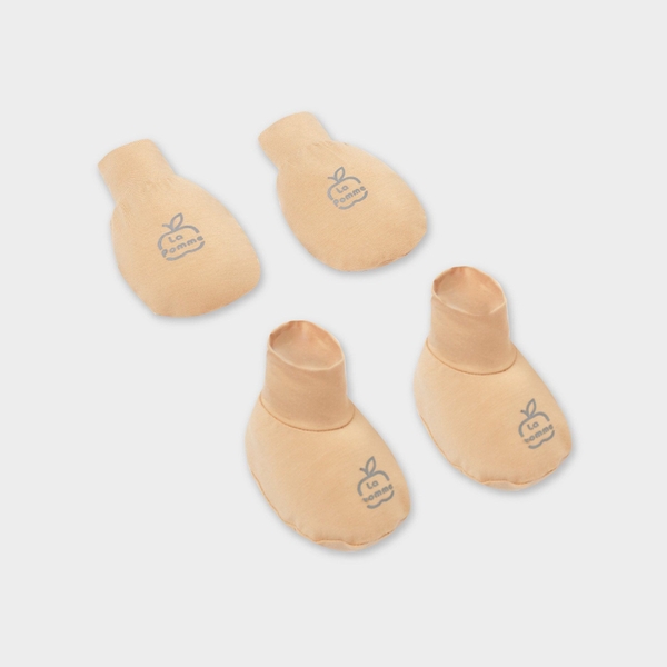 Set bao tay bao chân sơ sinh La Pomme Happy Days - Be (Cam)