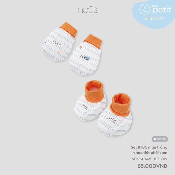 Nous - Set BTBC màu trắng in họa tiết phối cam