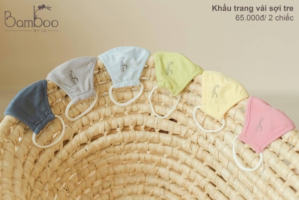 Khẩu trang vải cho bé Lil Bamboo 0-2 tuổi 2 lớp (Set 2 cái)