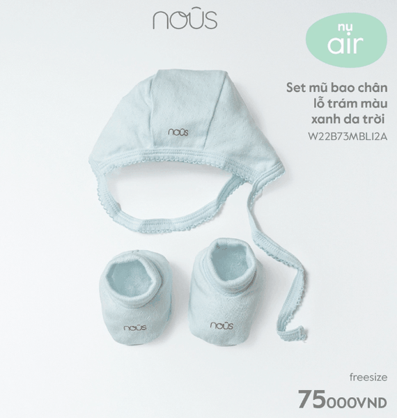 Set Nous mũ bao chân lỗ trám màu xanh da trời