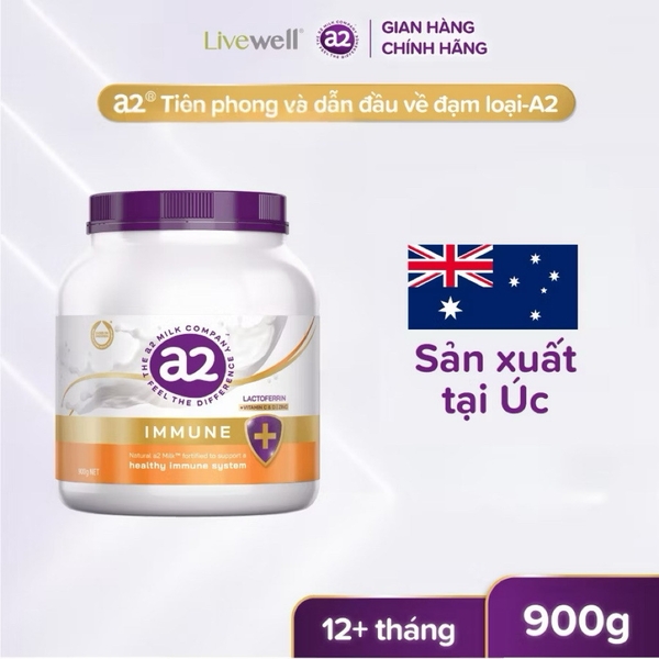 Sữa bột A2 Immune Lactoferrin tăng đề kháng trên 1 tuổi 900g