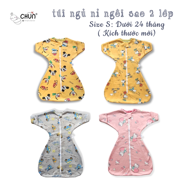 Túi ngủ nỉ ngôi sao 2 lớp size S Cocoon