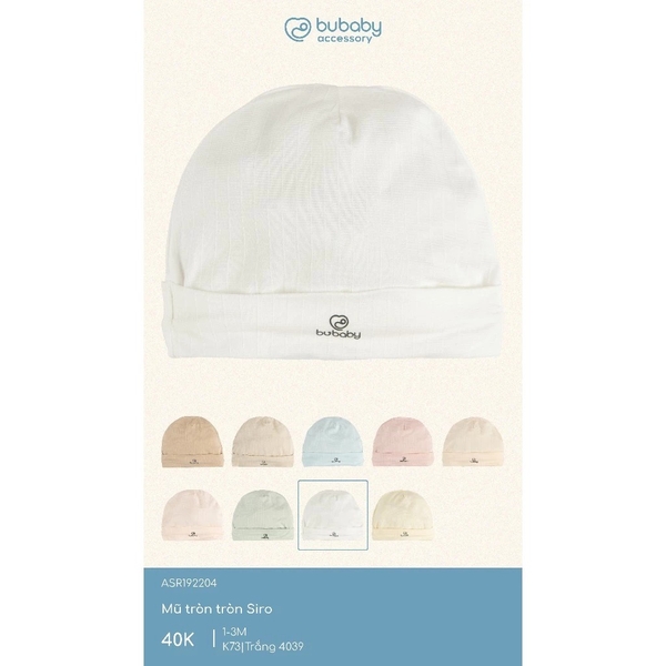 Bu Baby Mũ tròn Siro | 1-3M - Trắng 4039