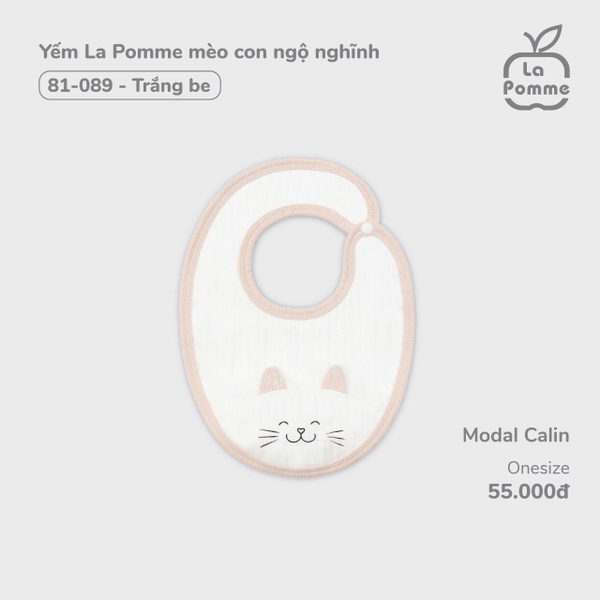 Yếm La Pomme mèo con ngộ nghĩnh - Trắng be